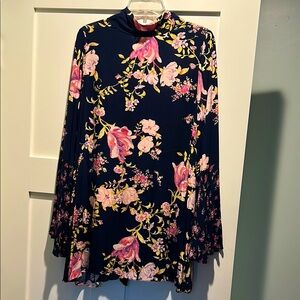 Free People Floral Dress - Navy and Pink